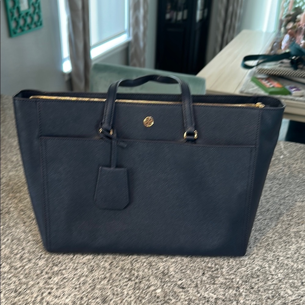 Tory Burch Navy Blue Tote Bag